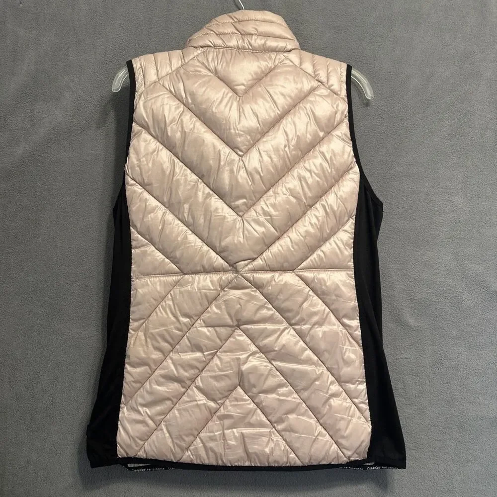 Calvin Klein Performance Puffer Vest Quilted Womens Size Large Pink Black - Picture 5 of 7